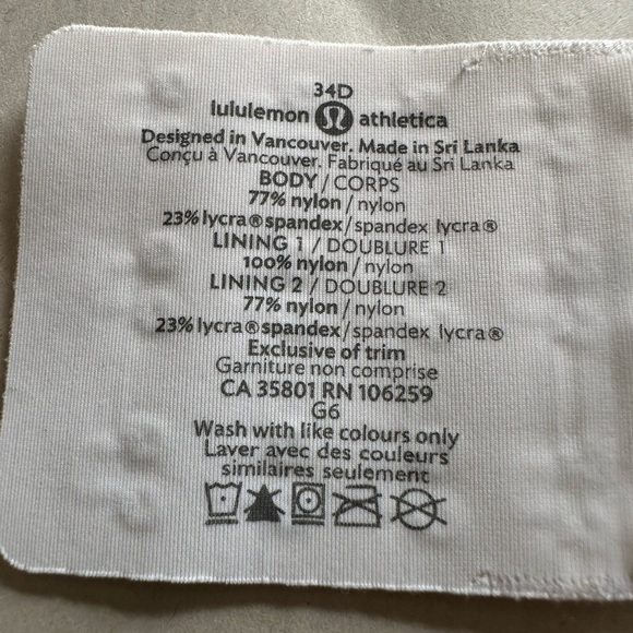 Lululemon White Sports Bra Intimates & Sleepwear - Picture 8 of 12